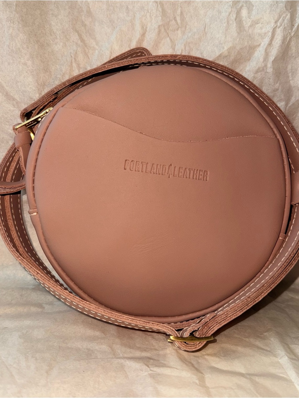 Portland Leather Goods Stone Small Circle Round Crossbody Bag